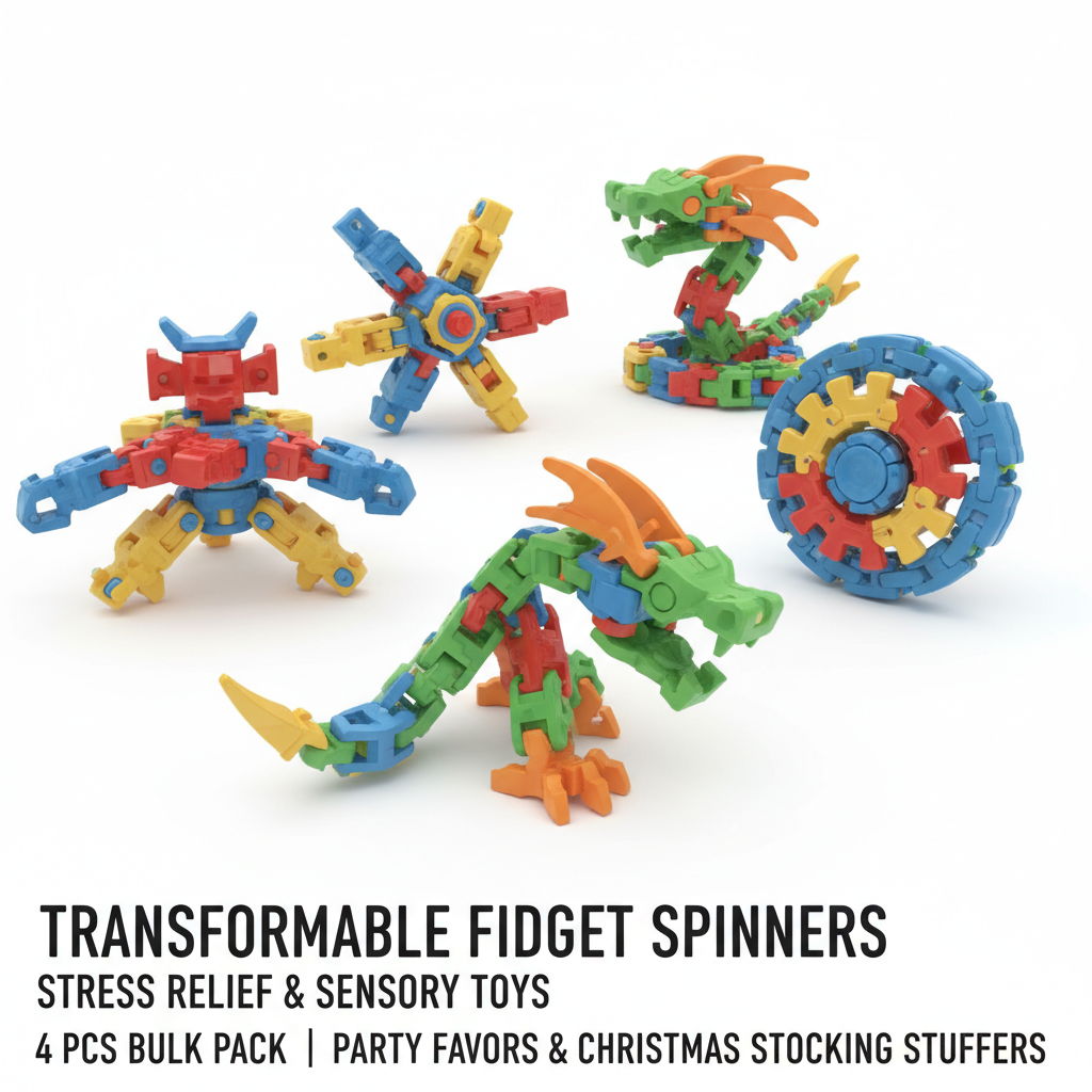 Transformable Fidget Spinners 4 Pcs - Stress Relief Toys