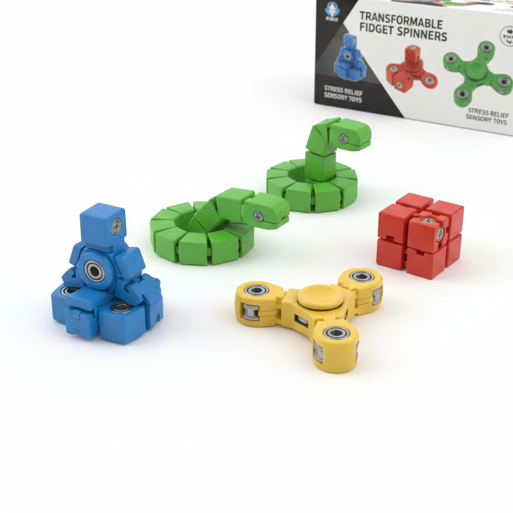 Transformable Fidget Spinners 4 Pcs - Stress Relief Toys