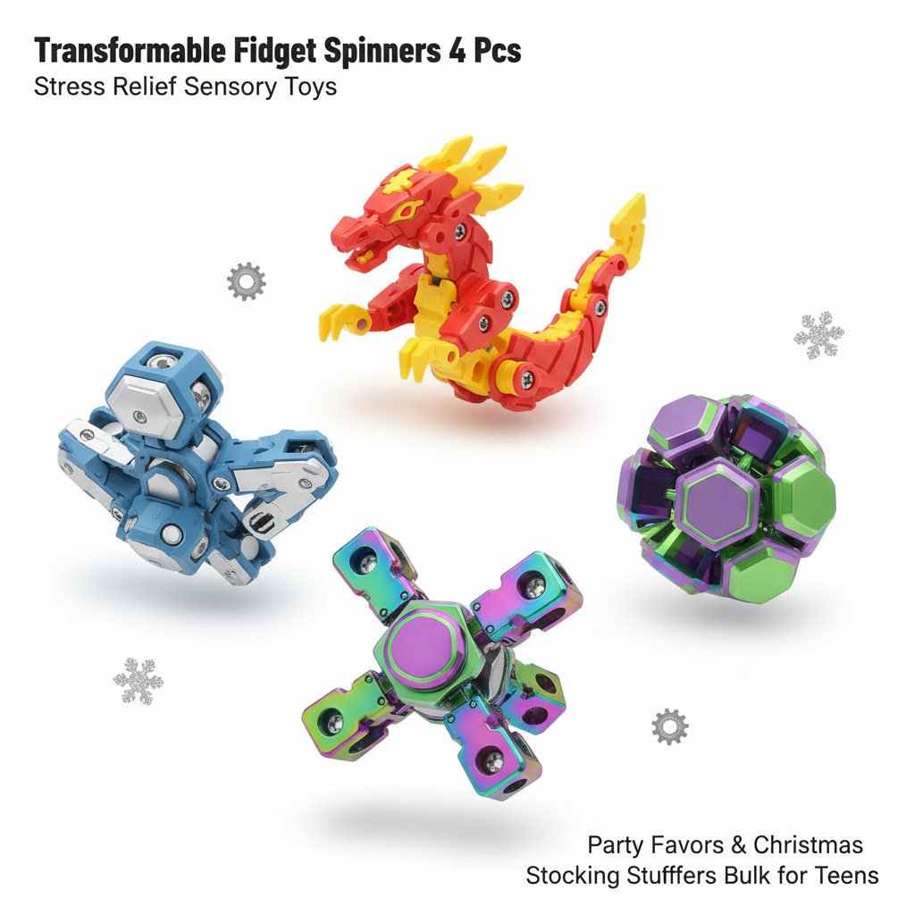 Transformable Fidget Spinners 4 Pcs - Stress Relief Toys