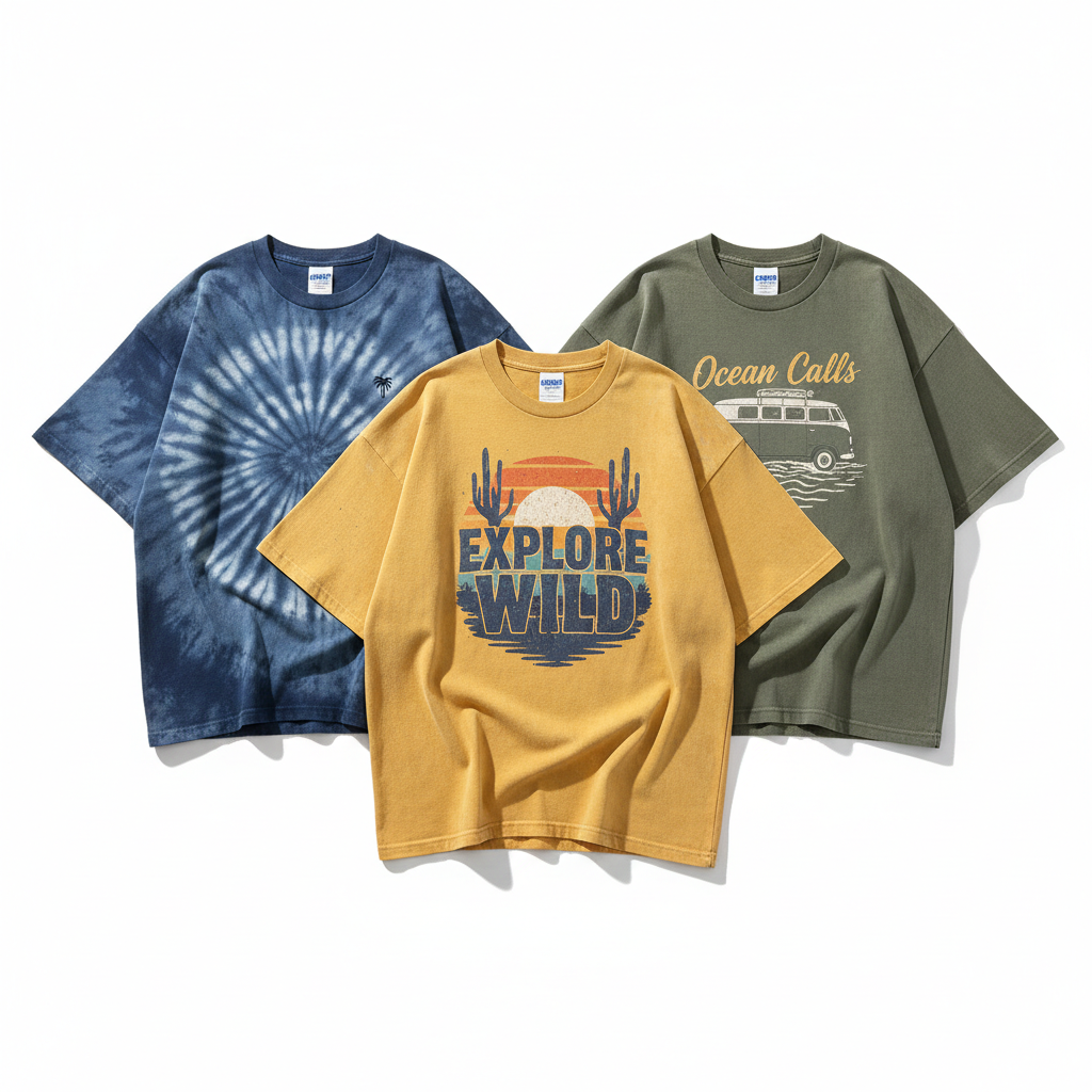 Oversized Heavy Cotton T-Shirts 3-Pack - Vintage Style