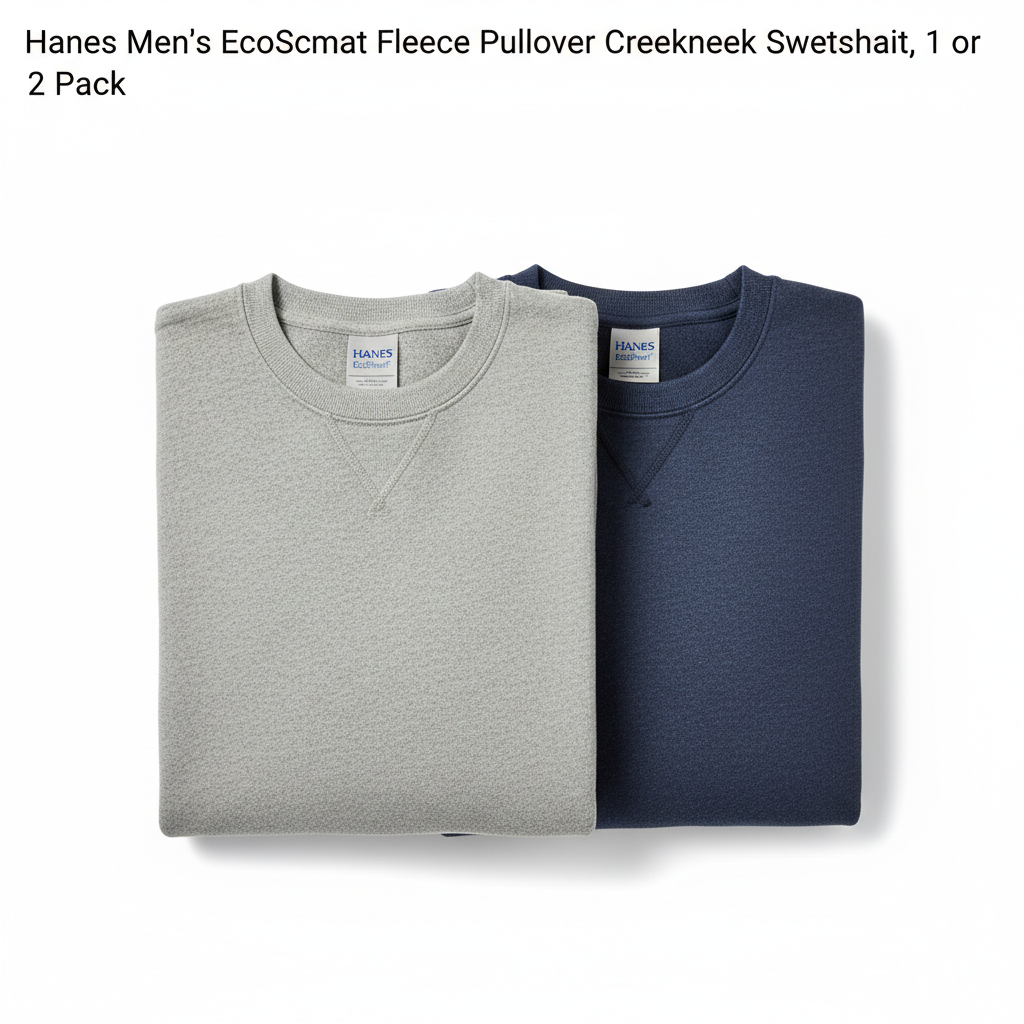 Hanes Men's EcoSmart Fleece Crewneck Sweatshirt (1 or 2 Pack)