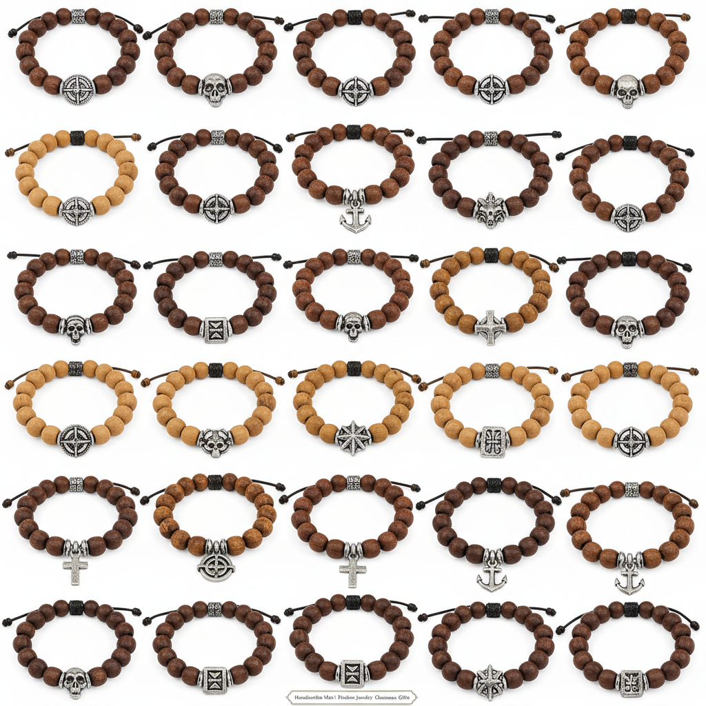 Men's Wooden Bead Bracelet Set (36 Styles)