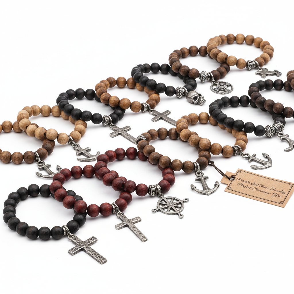 Men's Wooden Bead Bracelet Set (36 Styles)
