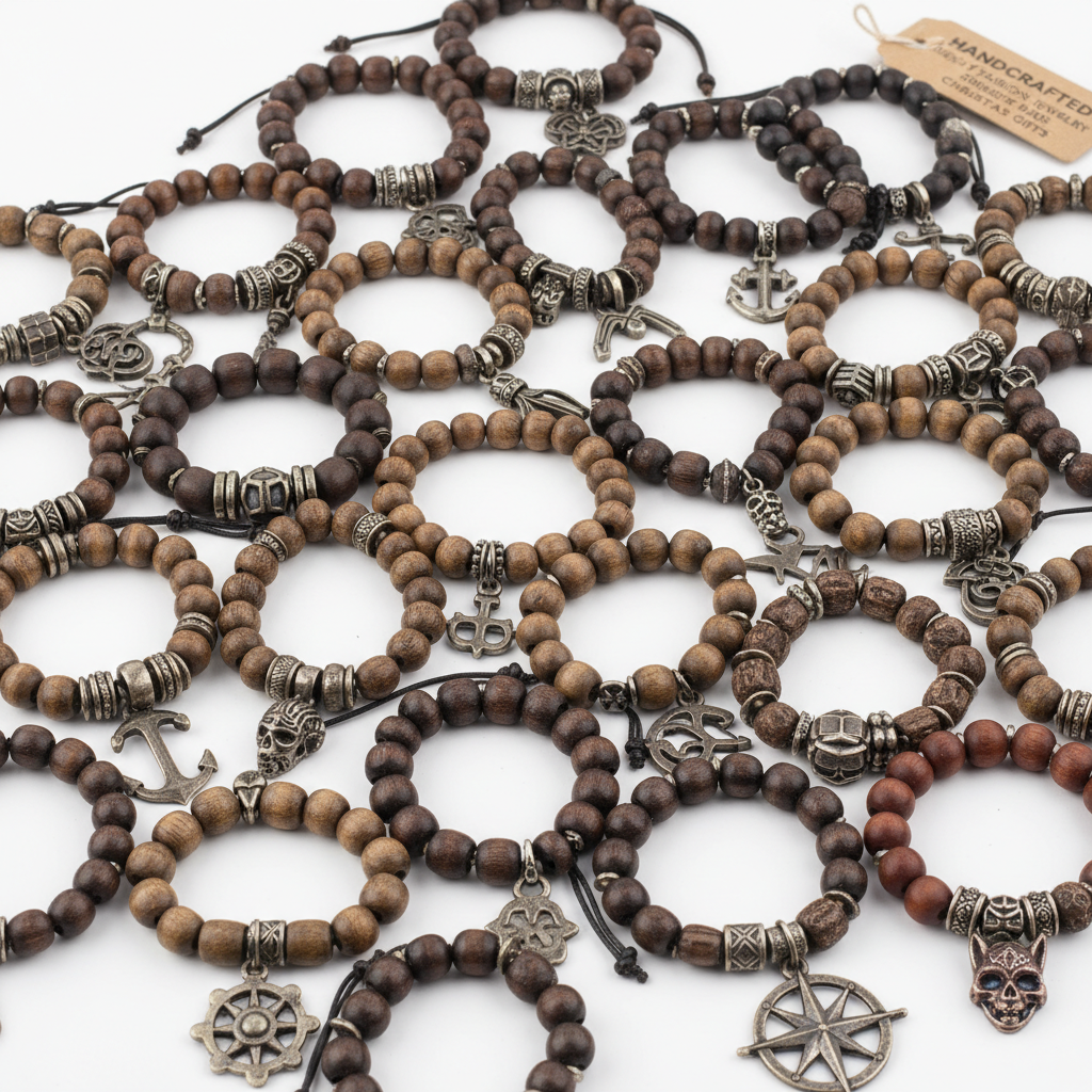 Men's Wooden Bead Bracelet Set (36 Styles)