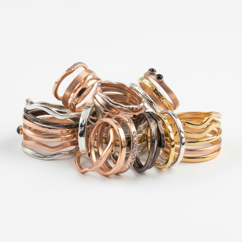 24pcs Stackable Rings Set - Twisted Irregular Designs