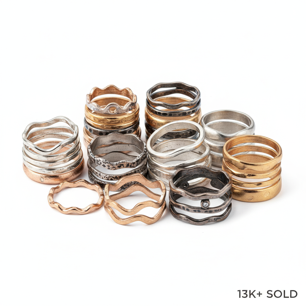 24pcs Stackable Rings Set - Twisted Irregular Designs