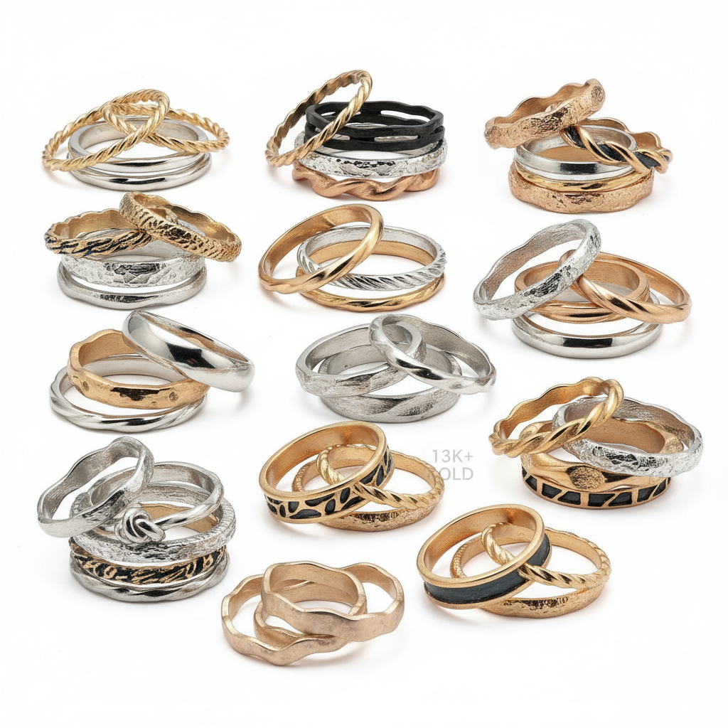 24pcs Stackable Rings Set - Twisted Irregular Designs