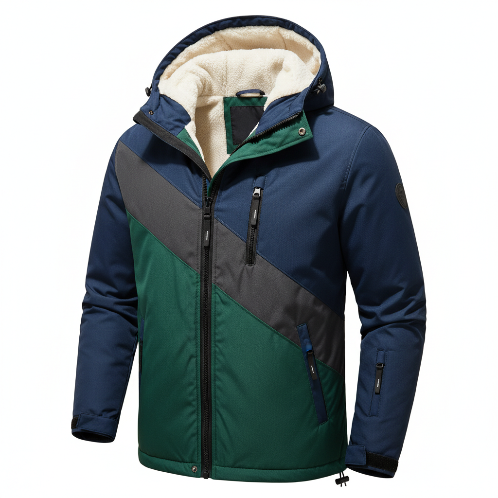 Men's Winter Hooded Fleece Lined Jacket - Detachable Hood