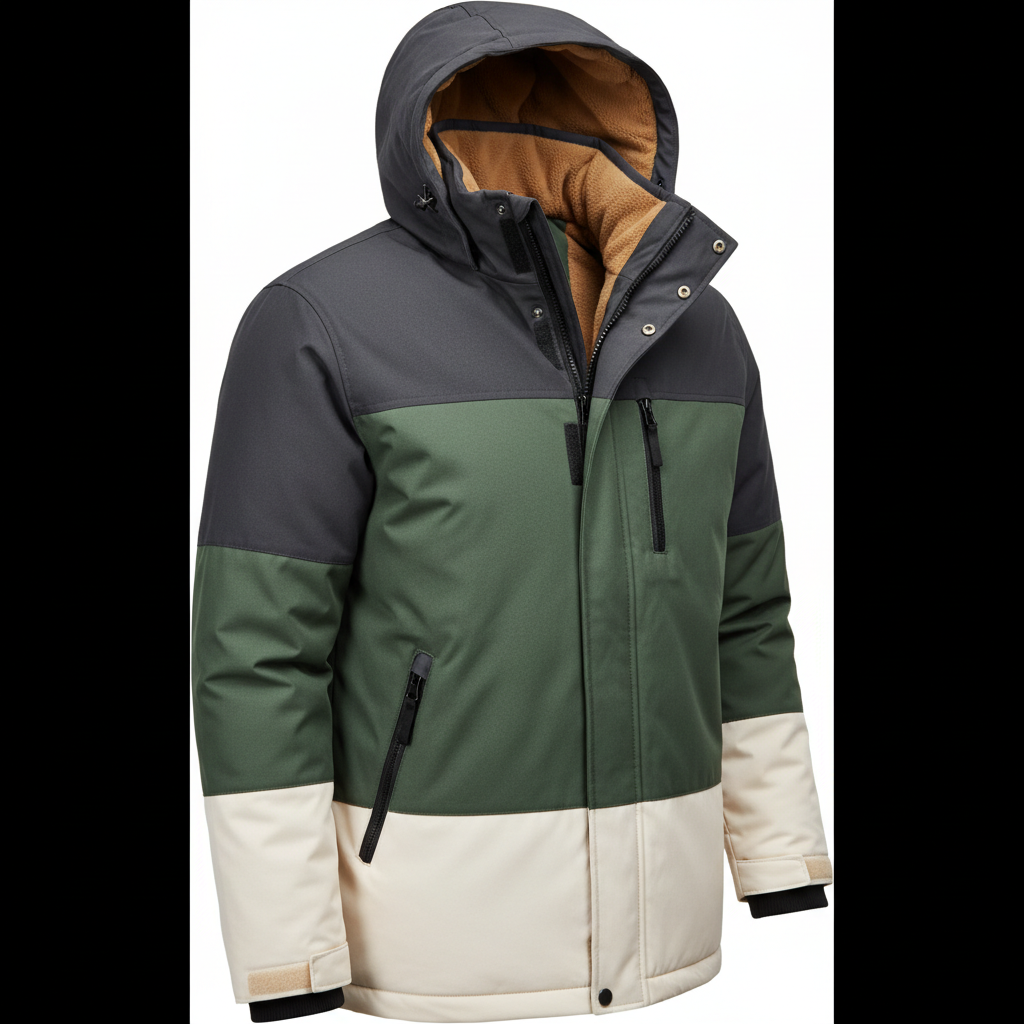 Men's Winter Hooded Fleece Lined Jacket - Detachable Hood