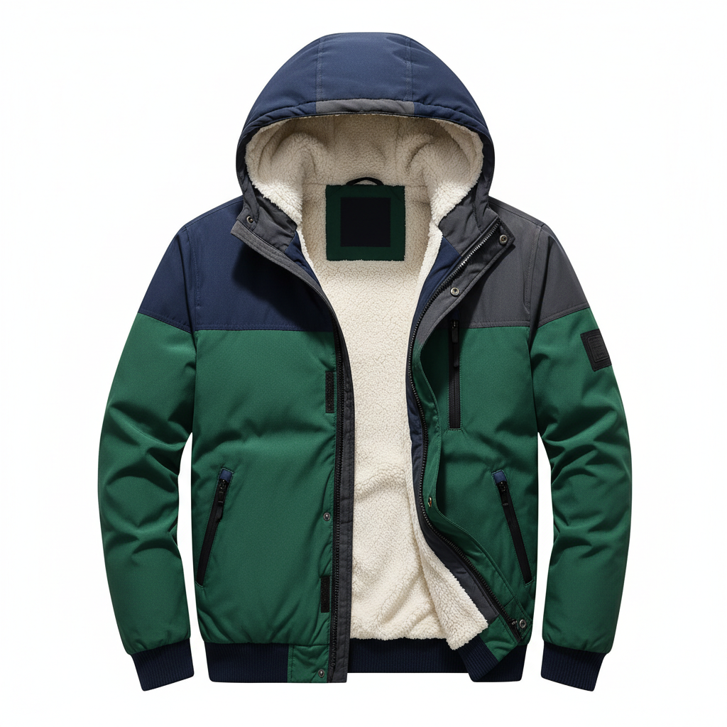 Men's Winter Hooded Fleece Lined Jacket - Detachable Hood