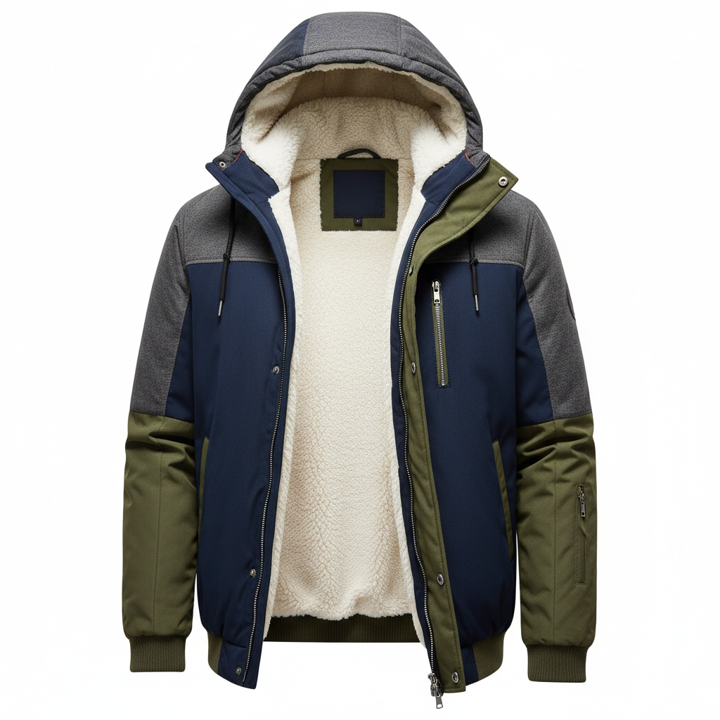 Men's Winter Hooded Fleece Lined Jacket - Detachable Hood