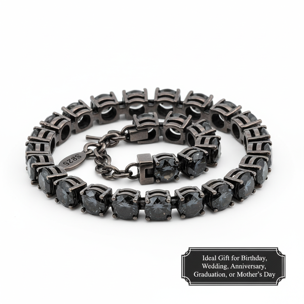 Black Moissanite Tennis Bracelet S925 Silver