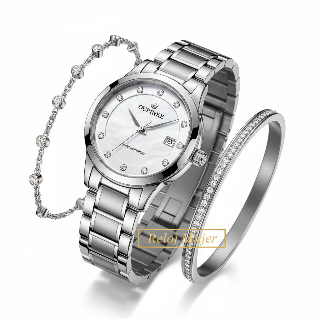 OUPINKE 3242 Luxury Diamond Women's Watch Set
