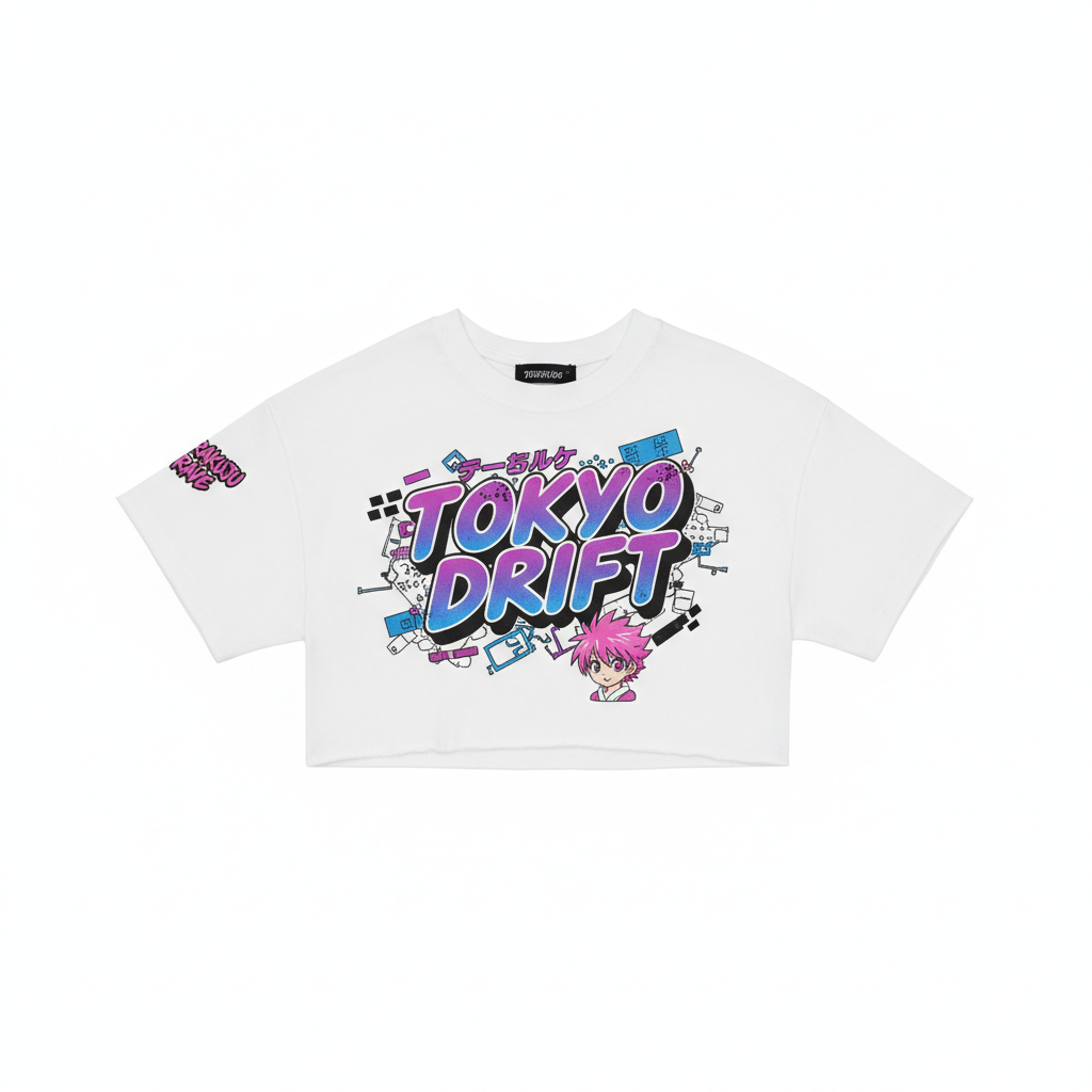 Y2k Anime Streetwear Crop Tee - Harajuku Vintage Top