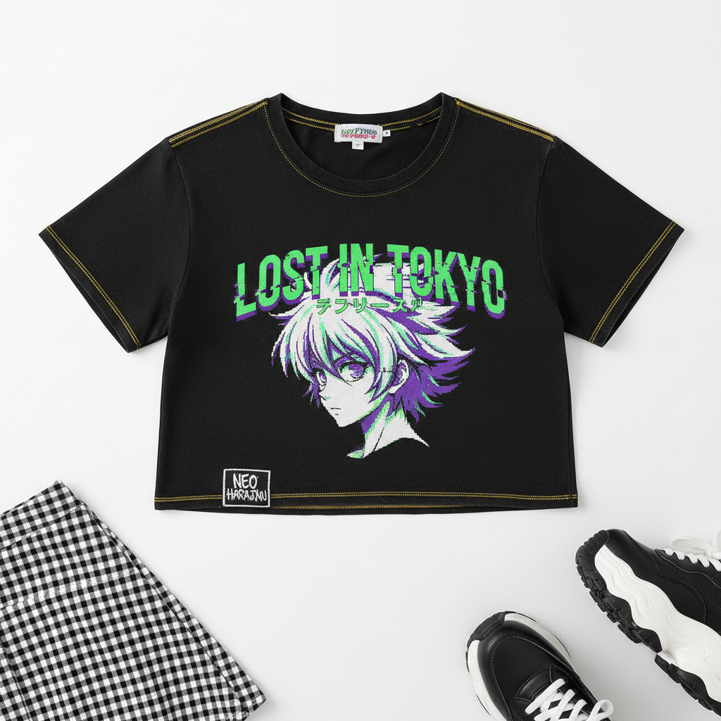 Y2k Anime Streetwear Crop Tee - Harajuku Vintage Top