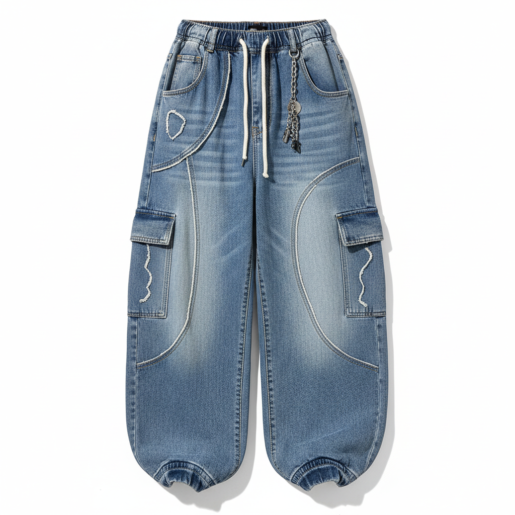 Men's Y2K Hip Hop Baggy Jeans Wide Leg Denim Pants